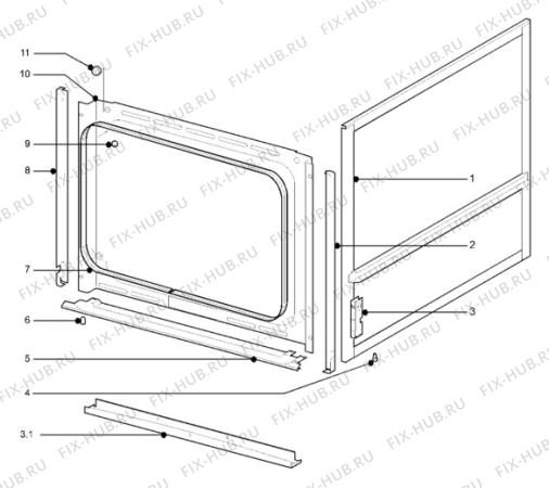 Взрыв-схема плиты (духовки) Electrolux ES635B - Схема узла H10 Outer Frame